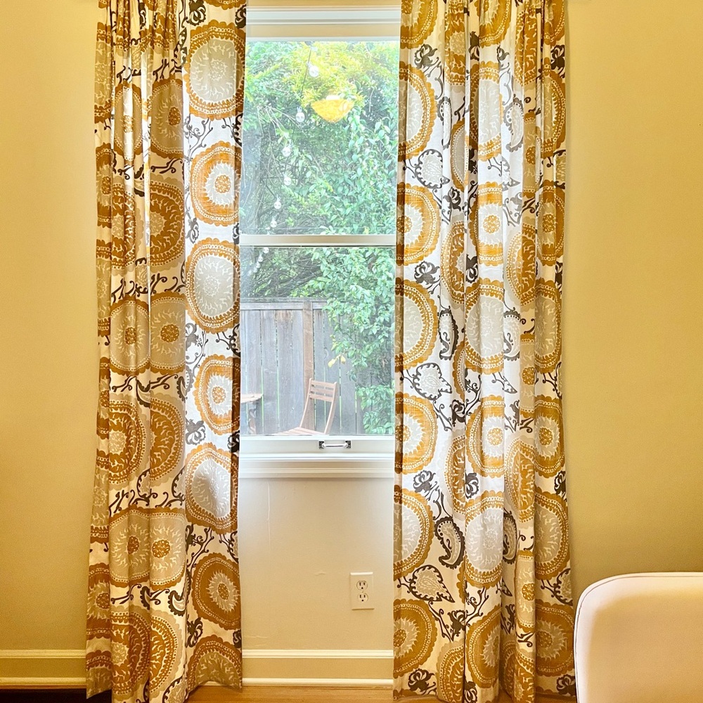 Elegant Gold and White Patterned Curtains